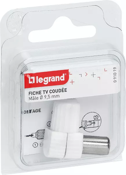 legrand-fiche t�l�vision coaxiale normalis�e m�le sortie lat�rale �9,52mm (091019)