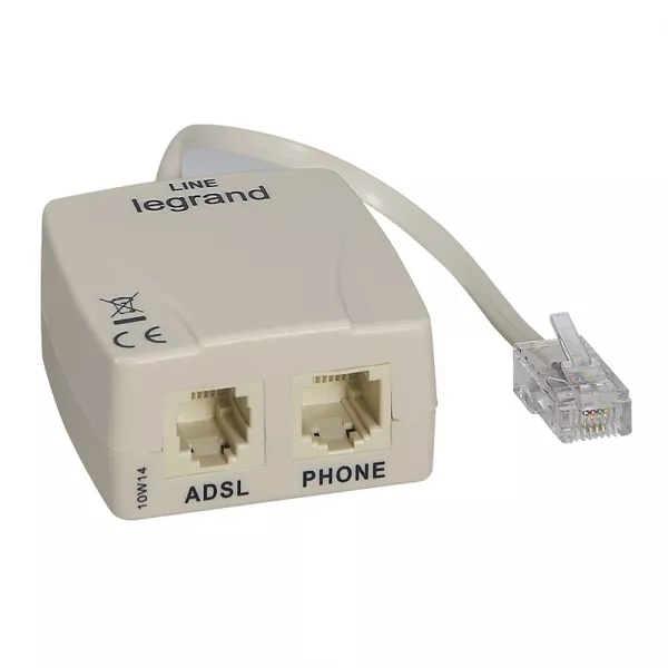 legrand-filtre adsl pour prise rj45 pour acc�s telephone et internet sur une seule prise (091065)