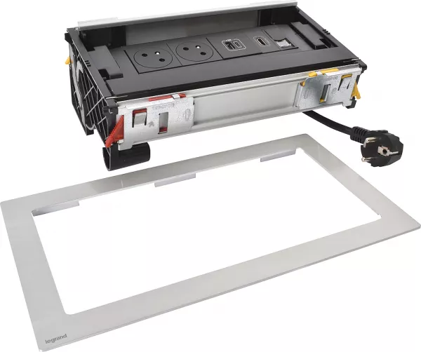 legrand-flip-up incara 2x2p+t surface + usb a+c +rj45 + hdmi - 8 modules m�tal (654851)