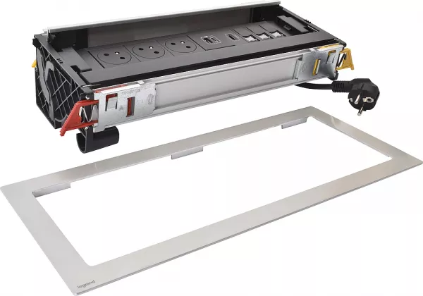 legrand-flip-up incara 3x2p+t surface + usb a+c + 3xrj45 + hdmi - 12 modules m�tal (654853)