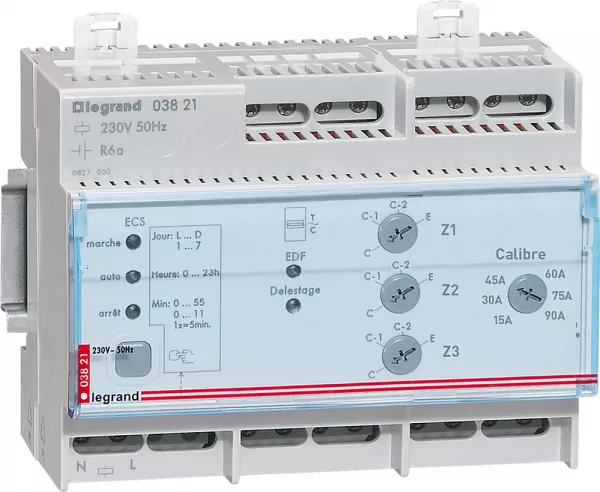 legrand-gestionnaire chauffage �lectrique fil pilote pour 3 zones - 6 modules din (003821)