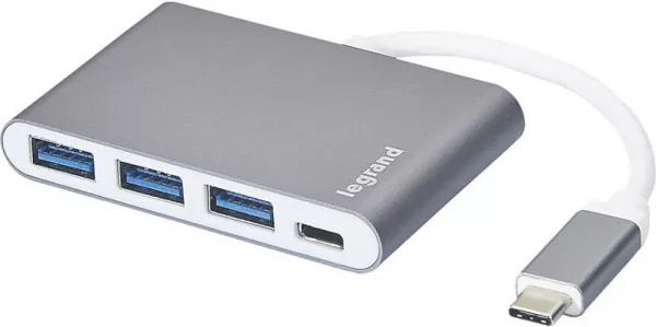 legrand-hub 3 ports usb type-a + 1 port usb type-c (050694)