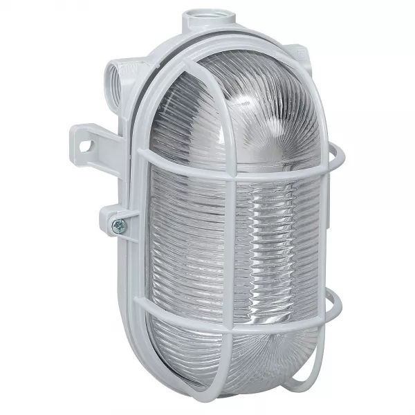 legrand-hublot oval �tanche ip44 ik06 douille e27 60 w avec grille plastique - gris (060405)