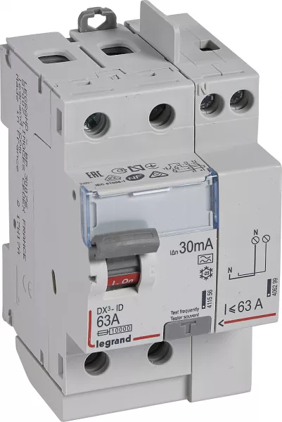 legrand-inter diff dx�-id d�part/sortie haute � vis 2p 63a typea 30ma (411618)
