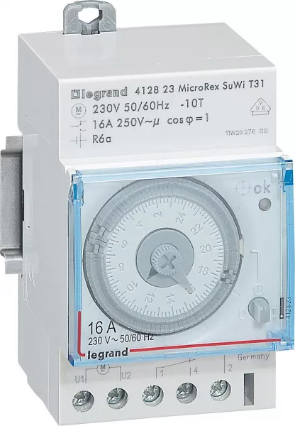 legrand-inter horaire analogique programmable auto jour - 1 sortie 16a 250v~ - 3 modules (412823)
