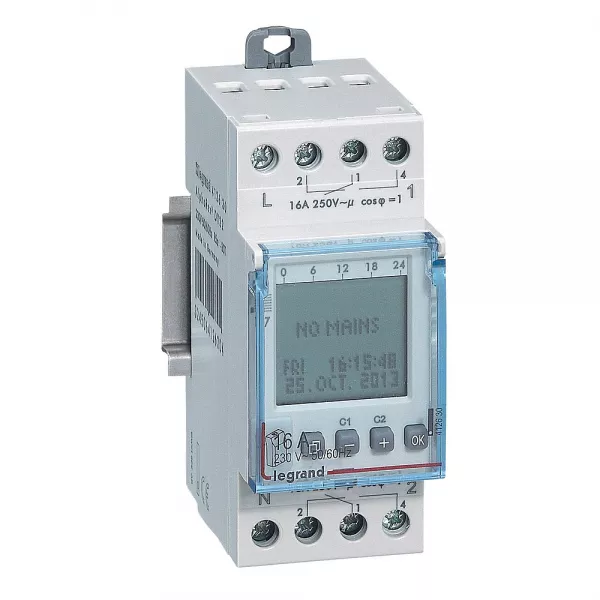 legrand-inter horaire digital modulaire programmable annuel - 2 sorties 16a - 230v~ (412630)