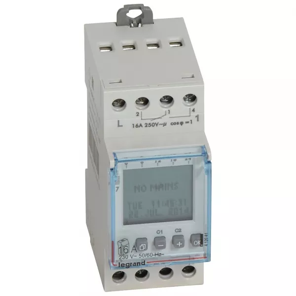 legrand-inter horaire digital modulaire programmable jour/hebdo - 2 sorties 16a - 230v~ (412641)