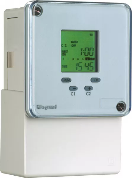 legrand-inter horaire programmable digital 72x72mm journalier et hebdo 230v~ - 2 sorties (049682)