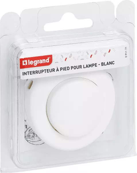 legrand-interrupteur 2a 250v~ avec commande au pied pour lampadaire - blanc (091171)