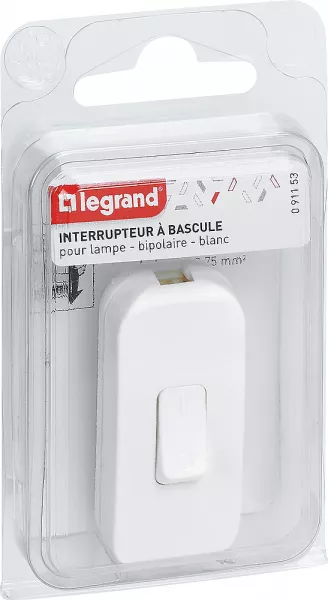 legrand-interrupteur � bascule � touche de couleur blanc - blister avec gencod (091153)