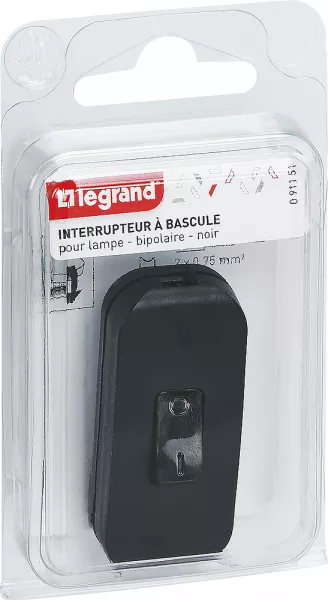 legrand-interrupteur � bascule � touche de couleur noir - blister avec gencod (091151)