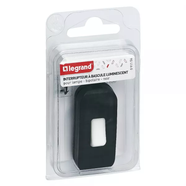 legrand-interrupteur � bascule � touche luminescente noir - blister avec gencod (091156)