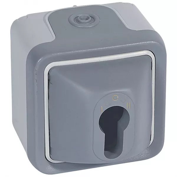 legrand-interrupteur � cl� plexo complet ip55 saillie pour barillet europ�en - gris (069706)