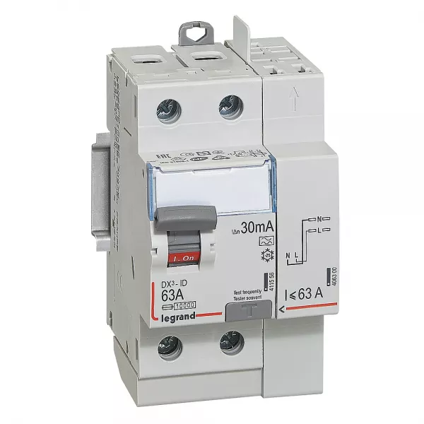 legrand-interrupteur diff�rentiel bipolaire - type a 30 ma arriv�e haut/d�part haut 63 a (092899)