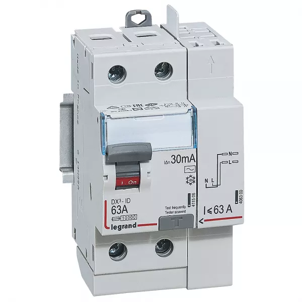 legrand-interrupteur differentiel dx�-id 2p type ac 30ma arriv�e haut/d�part haut 63a (092897)