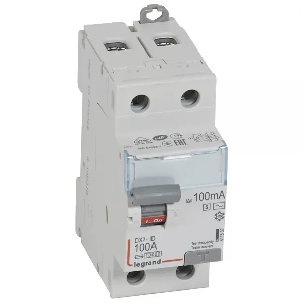 legrand-interrupteur diff�rentiel dx�-id haut/bas vis - 2p 230v~ 100a ac 100ma s - 2 mod (411537)