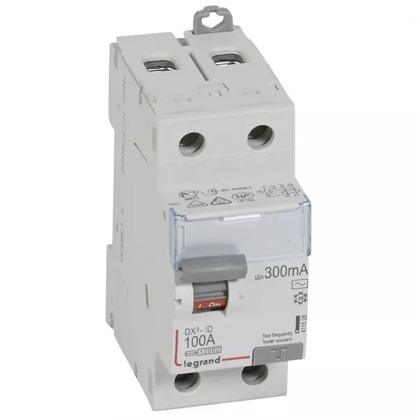 legrand-interrupteur diff�rentiel dx�-id haut/bas vis - 2p 230v~ 100a ac 300ma -2 mod (411528)