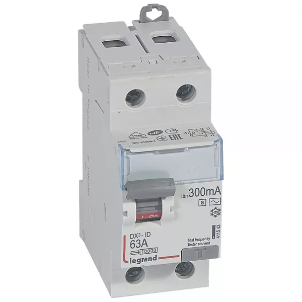 legrand-interrupteur diff�rentiel dx�-id haut/bas vis - 2p 230v~ 100a ac 300ma s - 2 mod (411543)