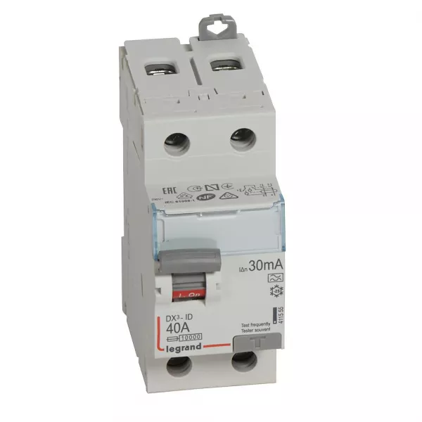 legrand-interrupteur diff�rentiel dx�-id haut/bas vis - 2p 230v~ 40a typea 30ma - 2 mod (411555)