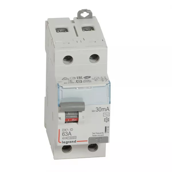 legrand-interrupteur diff�rentiel dx�-id haut/bas vis - 2p 230v~ 63a typeac 30ma - 2 mod (411506)