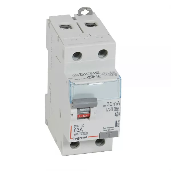 legrand-interrupteur diff�rentiel dx�-id haut/bas vis - 2p 230v~ 63a typef 30ma - 2 mod (411592)