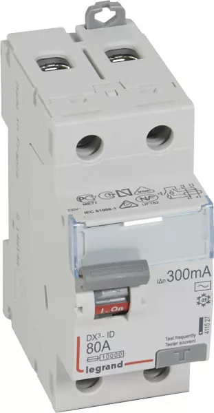 legrand-interrupteur diff�rentiel dx�-id haut/bas vis - 2p 230v~ 80a typeac 300ma -2 mod (411527)
