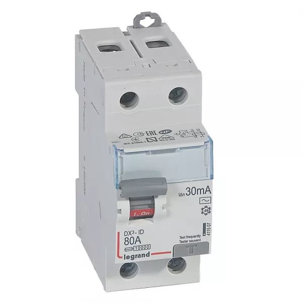 legrand-interrupteur diff�rentiel dx�-id haut/bas vis - 2p 230v~ 80a typeac 30ma - 2 mod (411507)