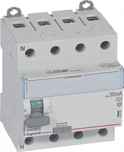 legrand-interrupteur diff�rentiel dx�-id haut/bas vis - 4p 400v~ 25a typea 30ma - 4 mod (411674)