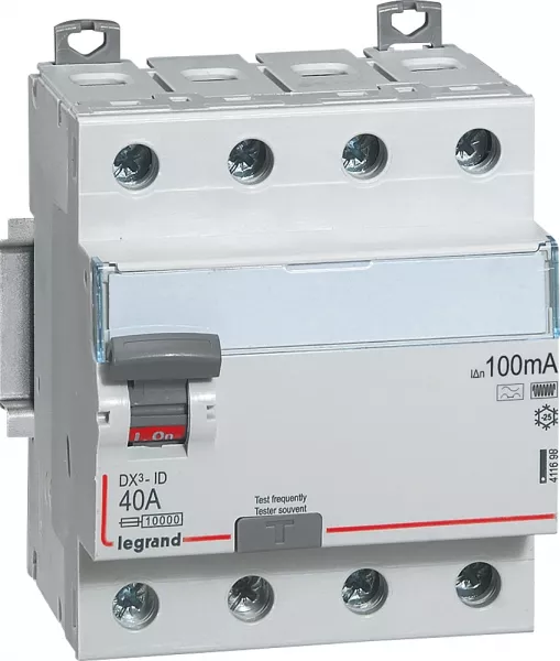 legrand-interrupteur diff�rentiel dx�-id haut/bas vis - 4p 400v~ 40a f 100ma -4 modules (411698)