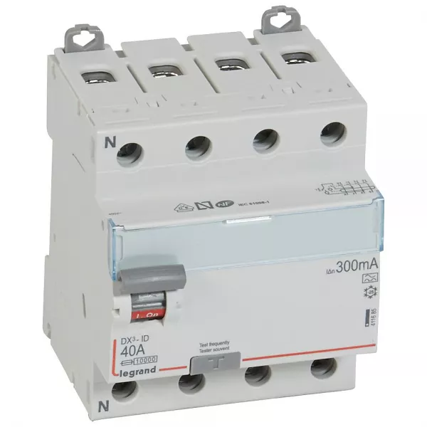 legrand-interrupteur diff�rentiel dx�-id haut/bas vis - 4p 400v~ 40a typea 300ma -4 mod (411685)