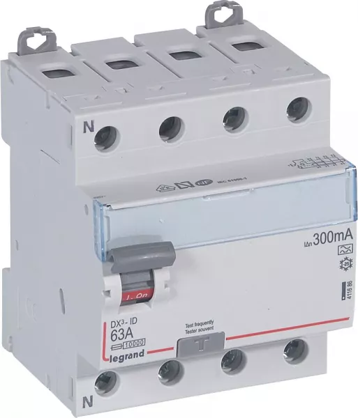 legrand-interrupteur diff�rentiel dx�-id haut/bas vis - 4p 400v~ 63a typea 300ma -4 mod (411686)