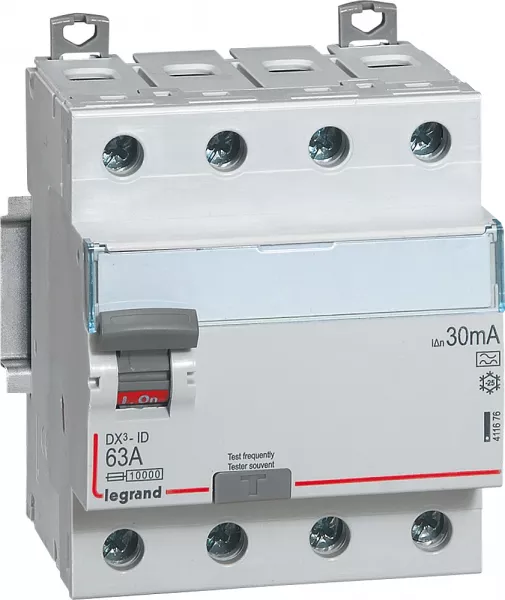 legrand-interrupteur diff�rentiel dx�-id haut/bas vis - 4p 400v~ 63a typea 30ma - 4 mod (411676)