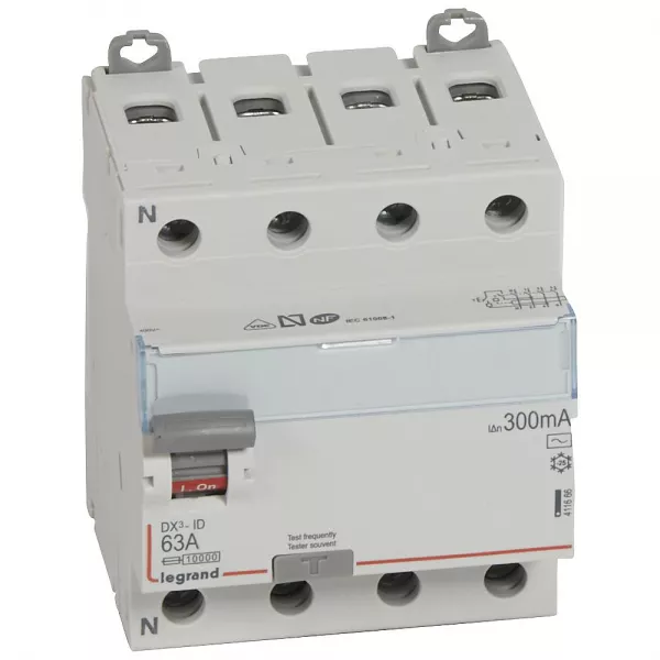 legrand-interrupteur diff�rentiel dx�-id haut/bas vis - 4p 400v~ 63a typeac 300ma -4 mod (411666)