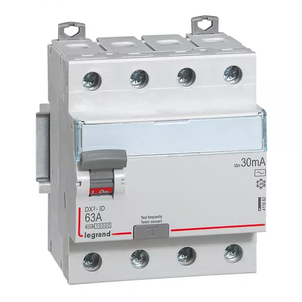 legrand-interrupteur diff�rentiel dx�-id haut/bas vis - 4p 400v~ 63a typeac 30ma - 4 mod (411662)