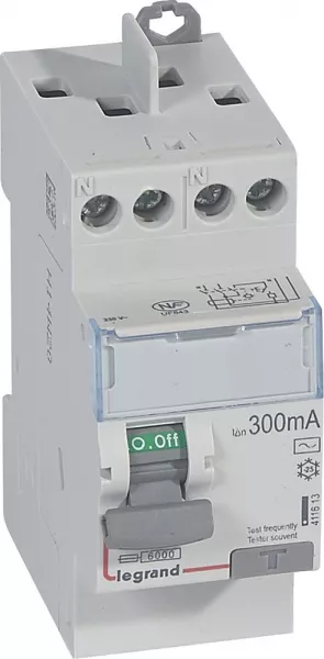 legrand-interrupteur diff�rentiel dx�-id haut/haut vis - 2p 230v~ 25a ac 300ma - 2 mod (411613)