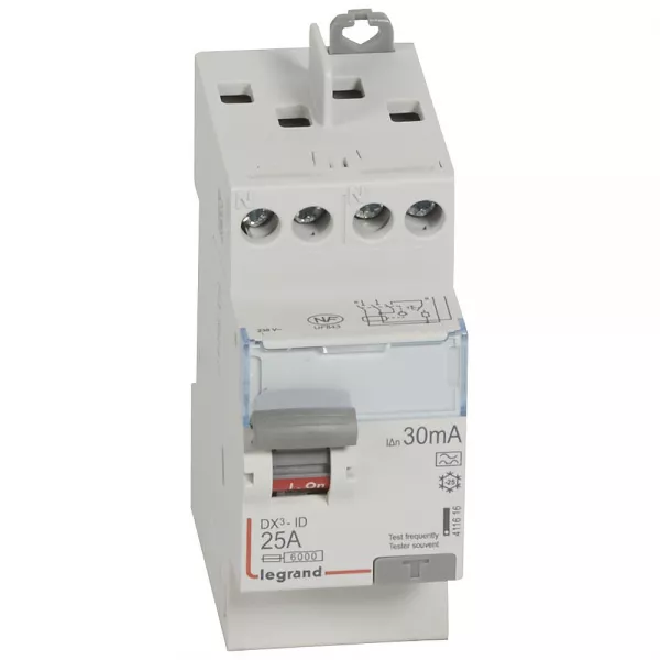 legrand-interrupteur diff�rentiel dx�-id haut/haut vis - 2p 230v~ 25a typea 30ma - 2 mod (411616)