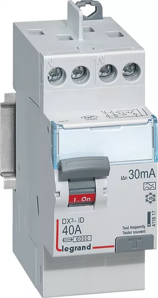 legrand-interrupteur diff�rentiel dx�-id haut/haut vis - 2p 230v~ 40a typea 30ma - 2 mod (411617)