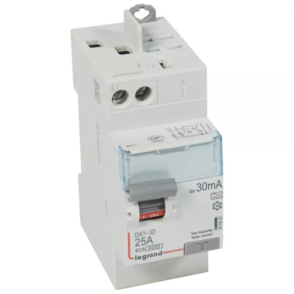 legrand-interrupteur diff�rentiel dx�-id haut vis/haut auto 2p 230v~ 25a a 30ma - 2 mod (411637)