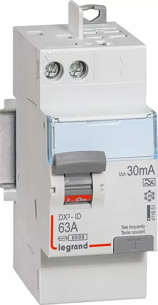 legrand-interrupteur diff�rentiel dx�-id haut vis/haut auto 2p 230v~ 63a a 30ma - 2 mod (411651)