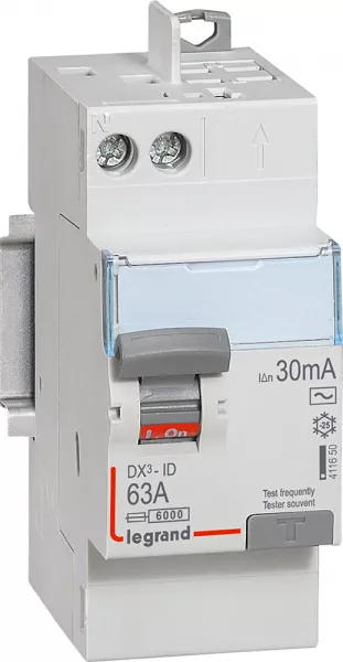 legrand-interrupteur diff�rentiel dx�-id haut vis/haut auto 2p 230v~ 63a ac 30ma -2 mod (411650)