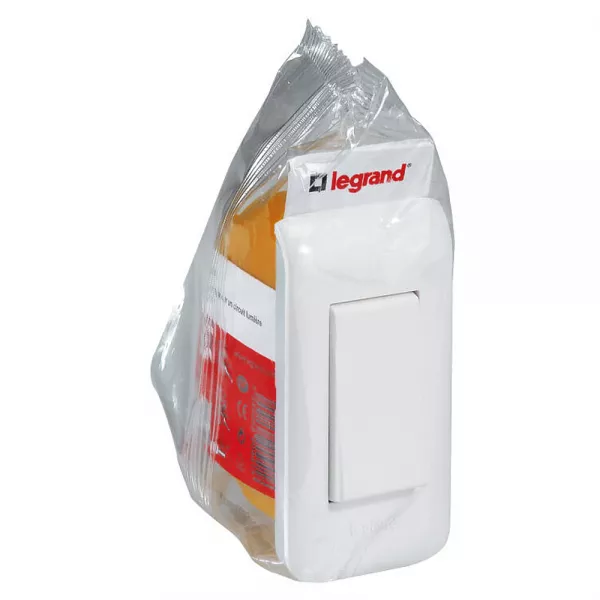 legrand-interrupteur �troit avec plaque mosaic + boite � encastrer - blanc (200941)