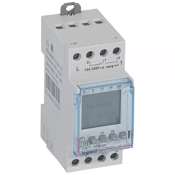 legrand-interrupteur horaire digital program illumination ext - 2 sorties 16a 250v~ (412657)