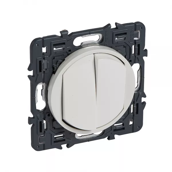 legrand-interrupteur ou va-et-vient + poussoir inverseur c�liane enjo blanc et support (067705)