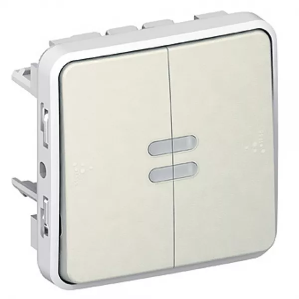 legrand-interrupteur ou va et vient + poussoir inverseur lumineux plexo composable blanc (069619)