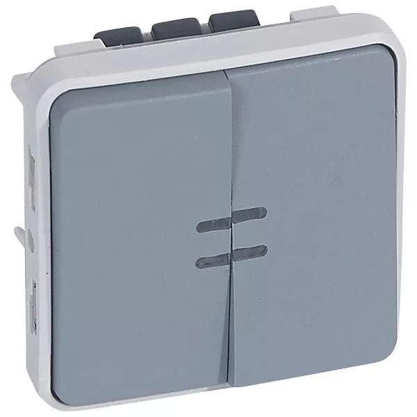 legrand-interrupteur ou va et vient + poussoir inverseur lumineux plexo composable gris (069519)