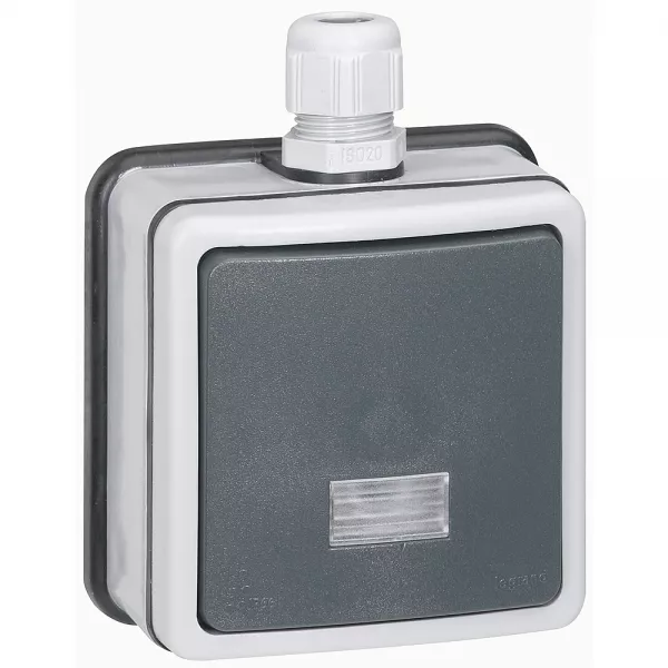 legrand-interrupteur ou va-et-vient �tanche � voyant plexo ip66 complet 10a 250v~ - gris (090460)