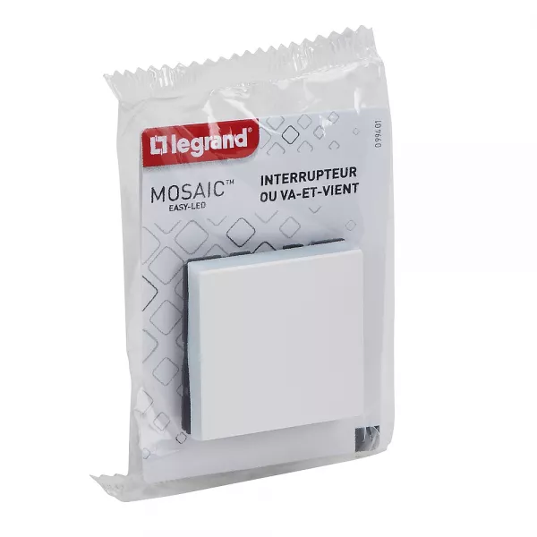legrand-interrupteur ou va-et-vient mosaic easy-led 10a 2 modules - blanc (099401)