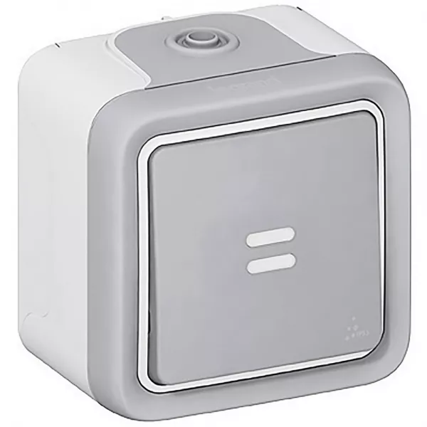legrand-interrupteur ou va-et-vient t�moin plexo complet ip55 saillie 10ax 250v - gris (069712)