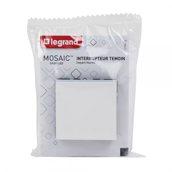 legrand-interrupteur ou va-et-vient t�moin voyant mosaic easy-led 10a 2 modules - blanc (099405)