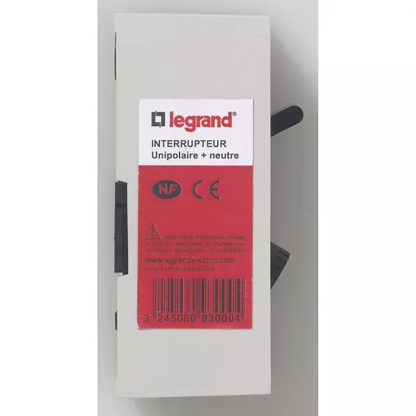 legrand-interrupteur pac - unipolaire + neutre - puissance maxi 4600w (093000)